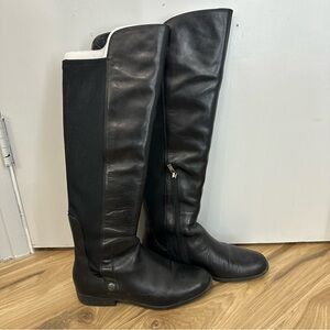 Black Leather Knee-High Women's Boots